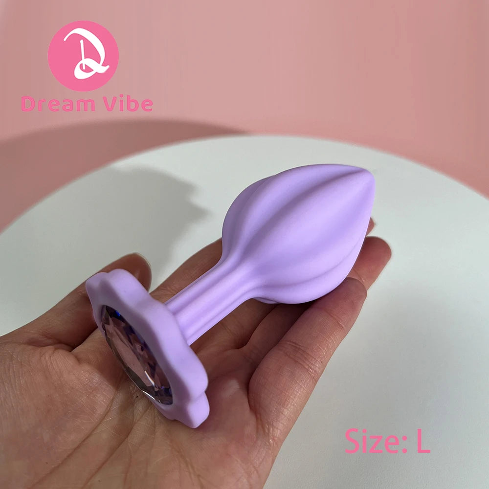 Quincunx Purple Silicone Anal Plug Shiny Gem New Sex Toy for Men Women Pleasure Butt Penetration Prostate Massager 18+ Adult