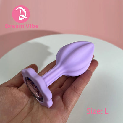 Quincunx Purple Silicone Anal Plug Shiny Gem New Sex Toy for Men Women Pleasure Butt Penetration Prostate Massager 18+ Adult