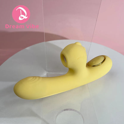 Dragon's Kiss Mini and Strong Rabbit Vibrator Yellow Cute Discreet Sex Toy Female Pleasure Erotic Pocket Vibe Heating Vibrating
