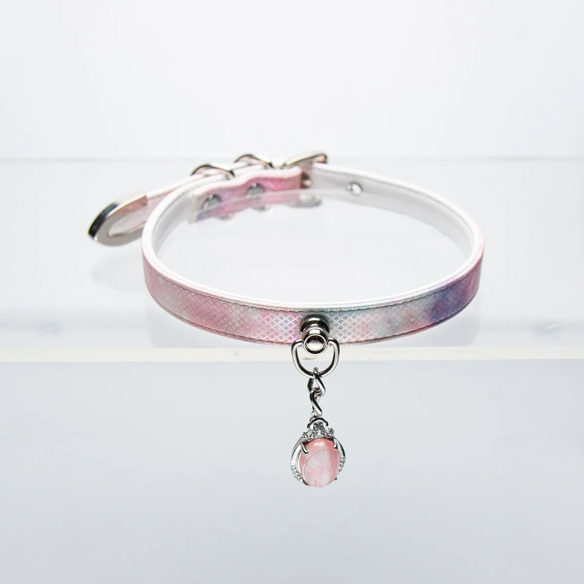 BDSM Fetish Collar Choker with Laser Ink Painting PU Leather Puppy Pendant