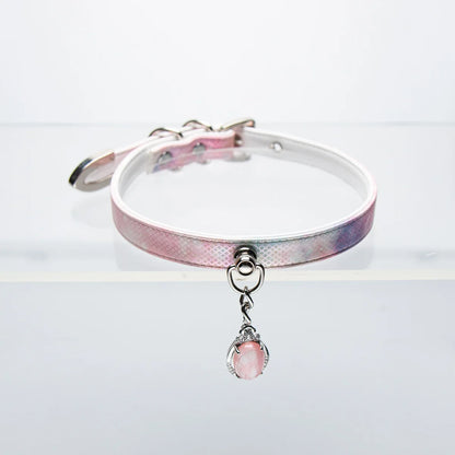 BDSM Fetish Collar Choker with Laser Ink Painting PU Leather Puppy Pendant