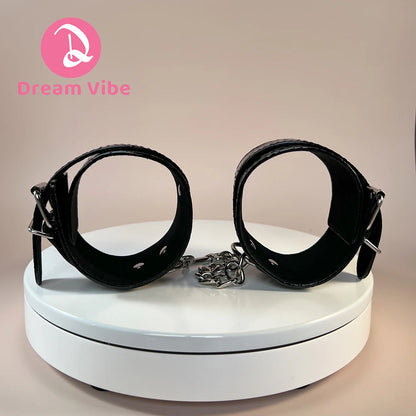 Classic Ankle Cuff PU Material by Dream Vibe Bondage Retrain Crocodile Pattern Black Fetish Be My Slave Foreplay Sexy Cuff Toy