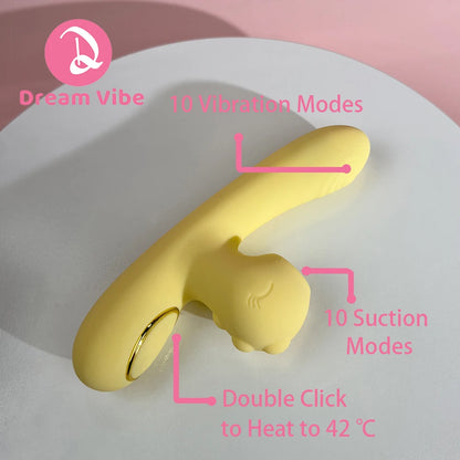 Dragon's Kiss Mini and Strong Rabbit Vibrator Yellow Cute Discreet Sex Toy Female Pleasure Erotic Pocket Vibe Heating Vibrating