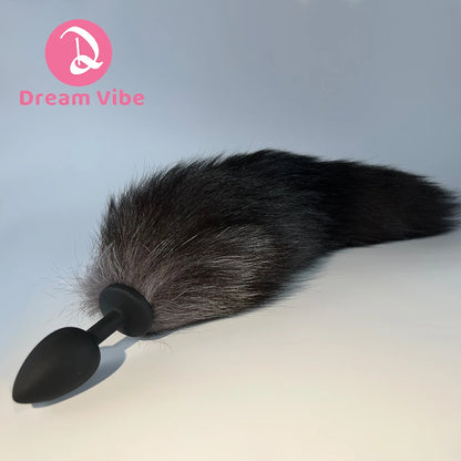 Silicone Anal Plug with Black Fox Tail Plug BDSM Adult Sex Toy Cosplay Couple Toy  Sexy Prostate Bedtime Play Sex Game Fetish