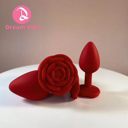 Red Rose Silicone Anal Plug Set Prostate Massager Butt Trainer Kit Couple Adult Sex Toy Dildo Expander Penetration Stimulate