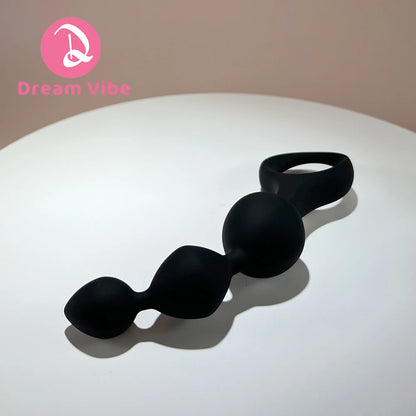 Beaded Anal Prober with Finger Loop Bold Curves Line By Dream Vibe Butt Plug Massage Intimate Pleasure Tool Men Sex Toy Prostate