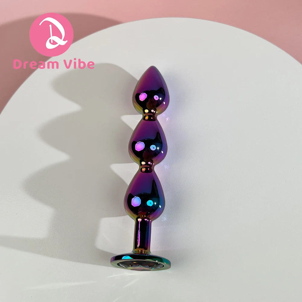 Triple Heart Anal Plug Sex Toy for Men Couple Pleasure Shiny Gem Bottom Metal Butt Plug Dildo Penetration Anal Expander 18+ Toy