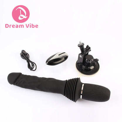 King's Thrust Sex Machine Powerful Thrusting Dildo Vibrator 7cm Extention Penetration Heating 10 Vibration Sex Toy Woman Pleasur