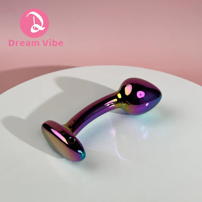 Curvy Anal Plug Shiny Metal Colorful Prostate Massager Sex Toy Men Masturbation Anal Expander Penetration Dildo Love Toy New