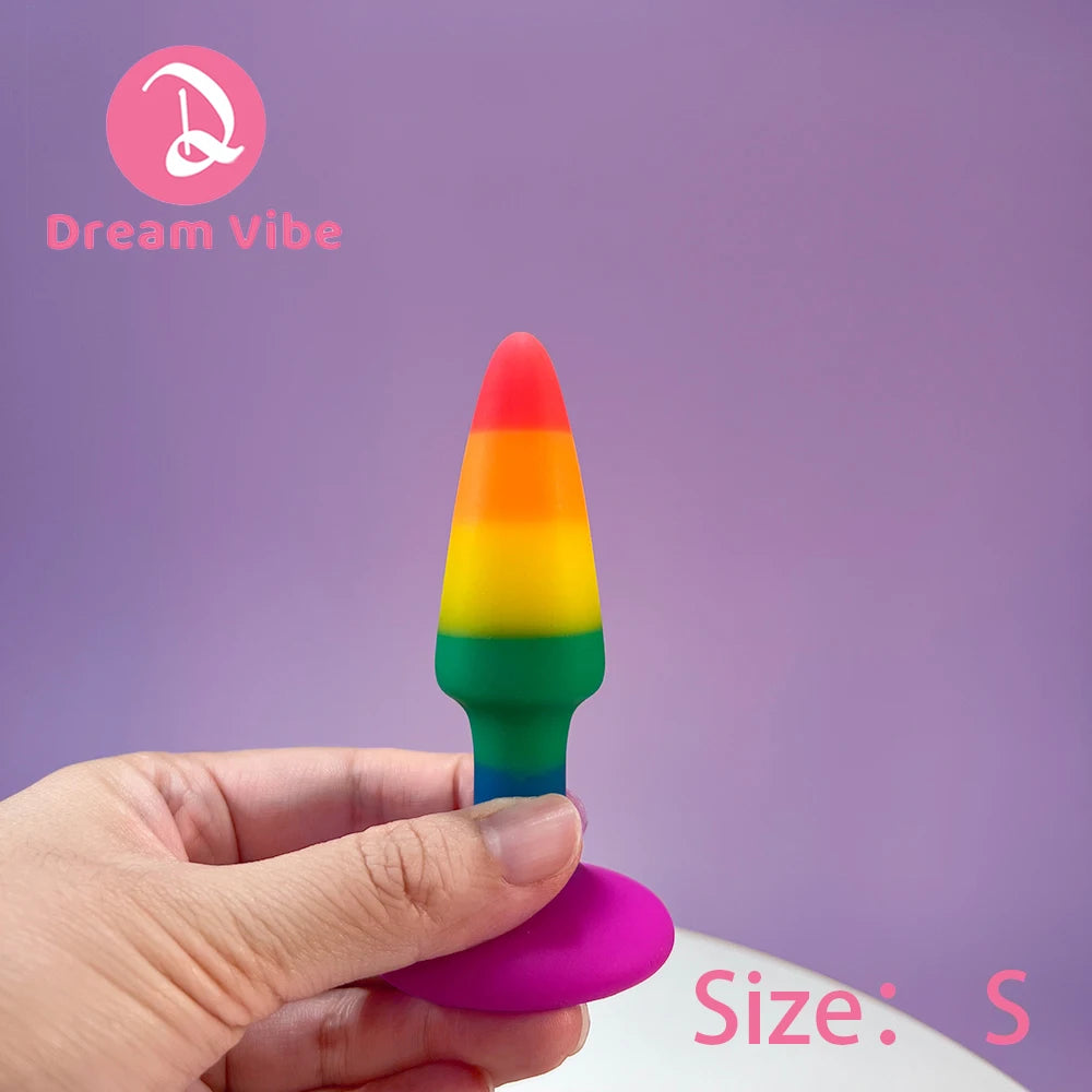 Silicone Anal Plug Trainer Butt Plug Rainbow  S M L Backdoor Prostate Massager Dildo Expander Sex Toy Woman Men Penetration