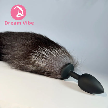 Silicone Anal Plug with Black Fox Tail Plug BDSM Adult Sex Toy Cosplay Couple Toy  Sexy Prostate Bedtime Play Sex Game Fetish