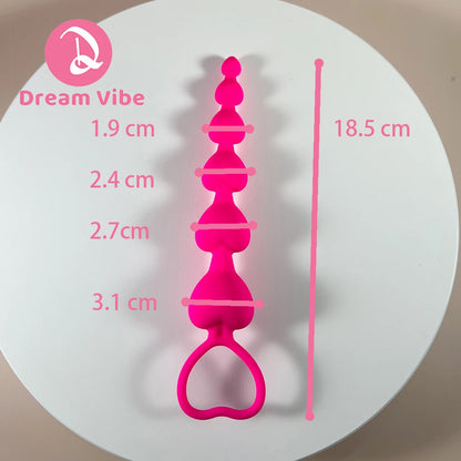 Pink Heart Anal Beads Butt Plug Prostate Massager Silicone Erotic Sex Toy Woman Men Backdoor Pleasure Anal Training Expanding