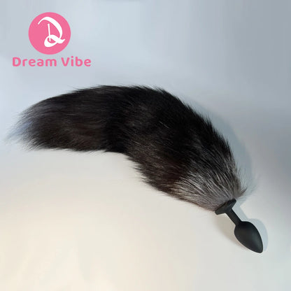 Silicone Anal Plug with Black Fox Tail Plug BDSM Adult Sex Toy Cosplay Couple Toy  Sexy Prostate Bedtime Play Sex Game Fetish