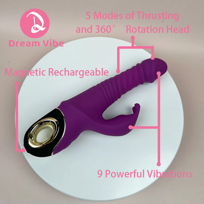 Ryder Rabbit Thrusting and 360 Degree Rotaion Dildo Head Dual Motor Vibrations Ultimate Pleasure Woman Sex Toy Orgasm Partner