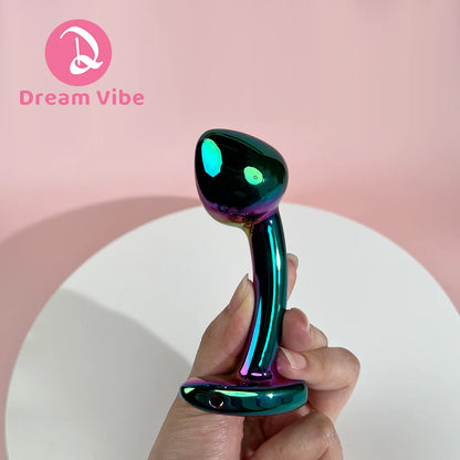 Curvy Anal Plug Shiny Metal Colorful Prostate Massager Sex Toy Men Masturbation Anal Expander Penetration Dildo Love Toy New