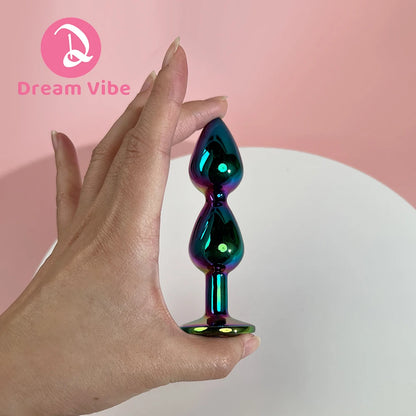Triple Heart Anal Plug Sex Toy for Men Couple Pleasure Shiny Gem Bottom Metal Butt Plug Dildo Penetration Anal Expander 18+ Toy