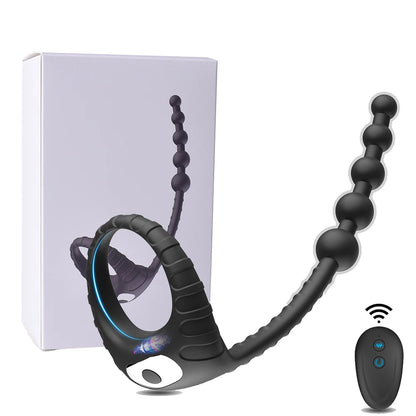 Cock Anal Vibrator Butt Plug Prostate Massager Testicle Stimulator Delay Ejaculation Penis Ring Remote Control Sex Toy for Men