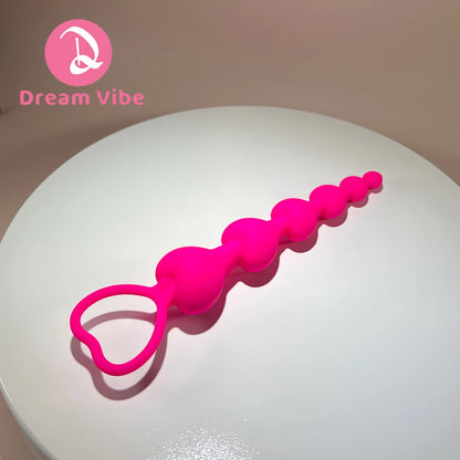 Pink Heart Anal Beads Butt Plug Prostate Massager Silicone Erotic Sex Toy Woman Men Backdoor Pleasure Anal Training Expanding