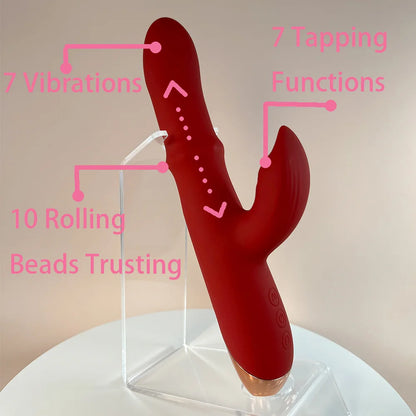 Flamingo Rabbit Vibrator from Dream Vibe Powerful Tapping Vibrating Beads Thrusting Adult Pleassure Sex Toys for Woman Love Gift