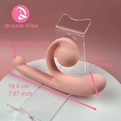 Pink Snail Vibrator G-spot Dildo Penetration Flexbile Snail for Perfect Clit Fit Stimulaiton 10 Modes Pleasur Sex Toy for Woman