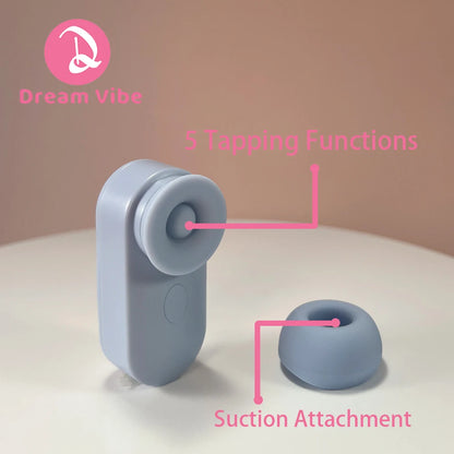 Dream Vibe Echo 2-in-1Mini Sucker Earphone Shaped Yellow Tapping and Sucking Vibrator Sex Toy Woman Nipple Clitorial Massager