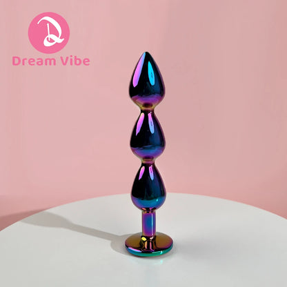 Triple Heart Anal Plug Sex Toy for Men Couple Pleasure Shiny Gem Bottom Metal Butt Plug Dildo Penetration Anal Expander 18+ Toy