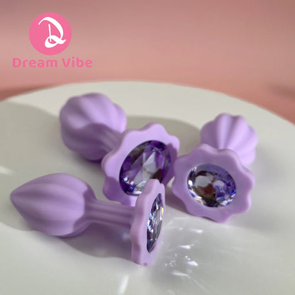 Quincunx Purple Silicone Anal Plug Shiny Gem New Sex Toy for Men Women Pleasure Butt Penetration Prostate Massager 18+ Adult