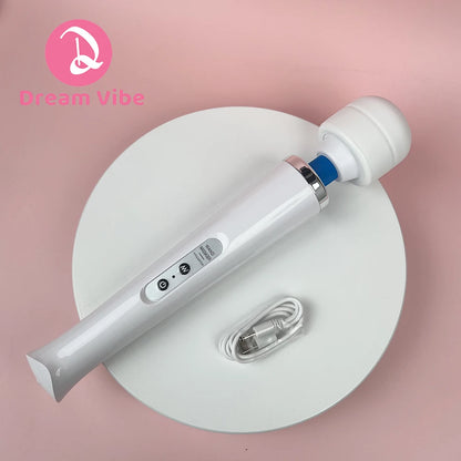Rechargeable Mega Wand Classical Intimate Vibrator 10 Modes White Sex Toy Woman Flexible Body Massager Penetration Sex Gift