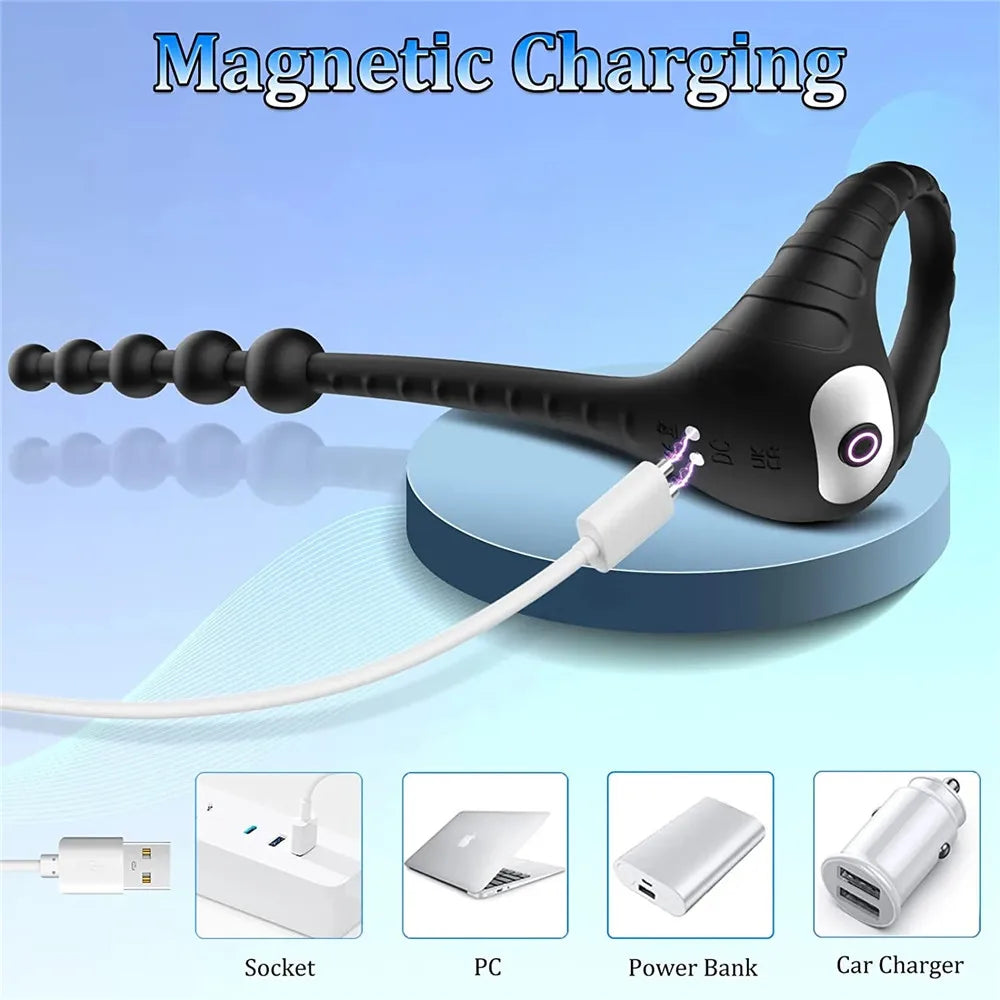 Cock Anal Vibrator Butt Plug Prostate Massager Testicle Stimulator Delay Ejaculation Penis Ring Remote Control Sex Toy for Men