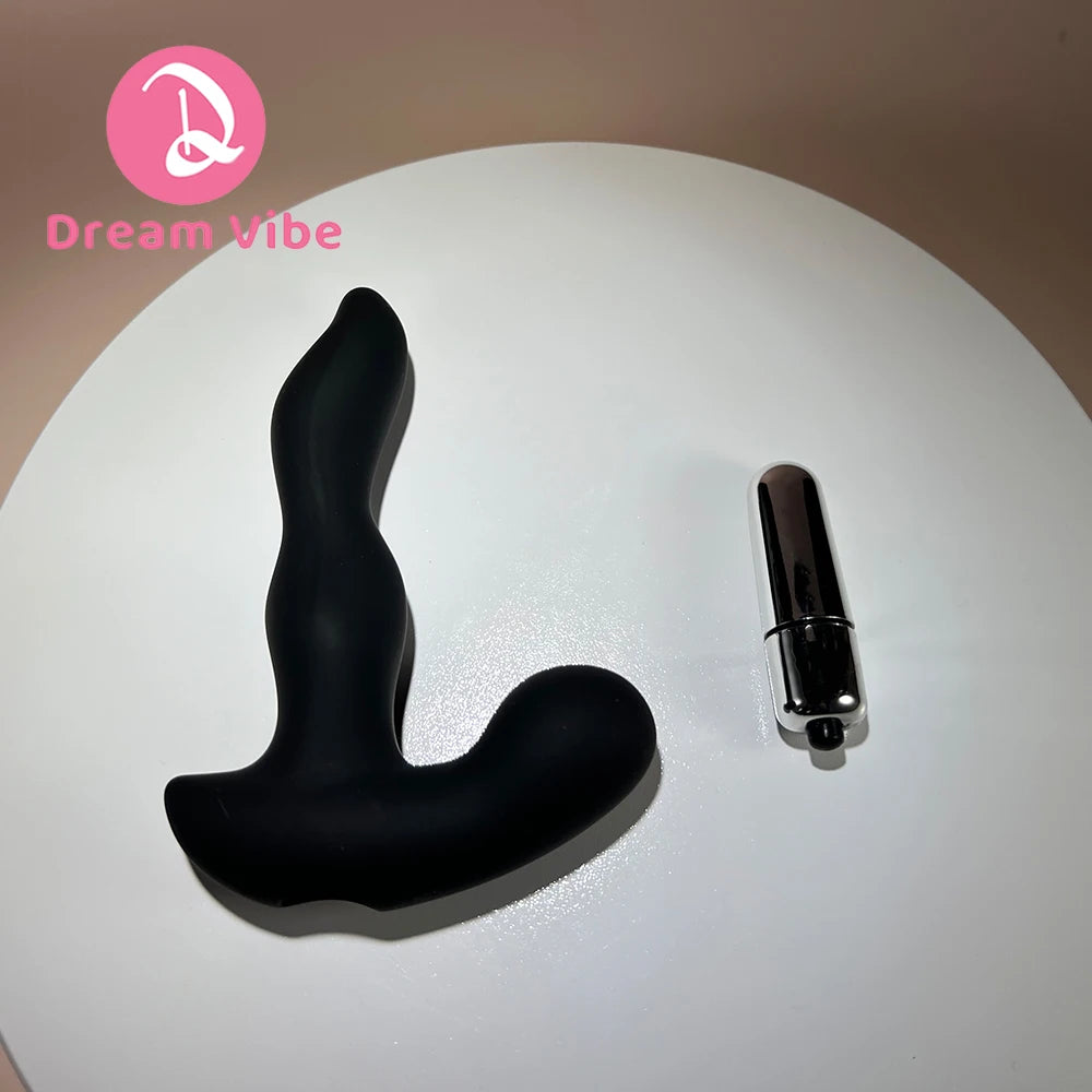 Prostate Massager Black Bullet Vibrator Finger Shape Tip 10 Strong Vibration Women Men Sex Toy LR44 Button Battery Power Pleasur