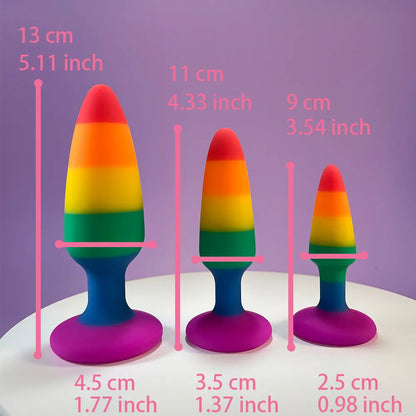 Silicone Anal Plug Trainer Butt Plug Rainbow  S M L Backdoor Prostate Massager Dildo Expander Sex Toy Woman Men Penetration