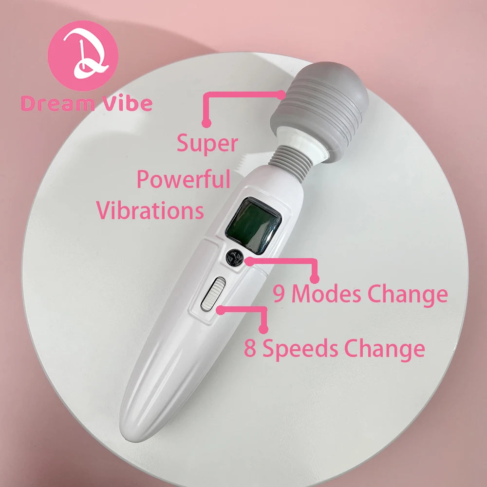 LED Screen Classic Wand Vibrator Super Powerful Massager Sex Toy Woman Men Pleasure Deep Penetration Musle Relax Toy Adult 18