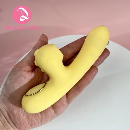 Dragon's Kiss Mini and Strong Rabbit Vibrator Yellow Cute Discreet Sex Toy Female Pleasure Erotic Pocket Vibe Heating Vibrating