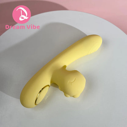 Dragon's Kiss Mini and Strong Rabbit Vibrator Yellow Cute Discreet Sex Toy Female Pleasure Erotic Pocket Vibe Heating Vibrating