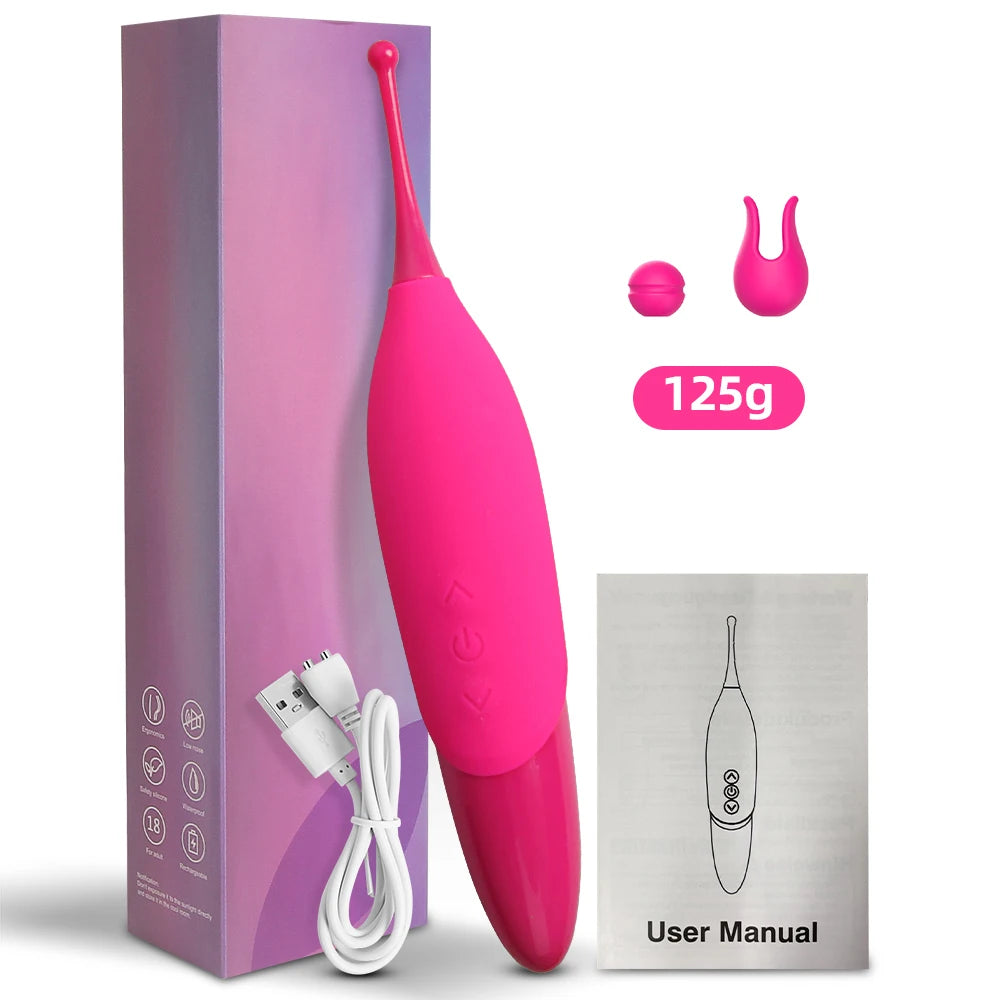 Mini Clitoris G Spot Vibrator for Women 2 Attached Silicone Heads Nipple Clit Stimulator Wand 10 Vibrations Sexy Adult Toys 18
