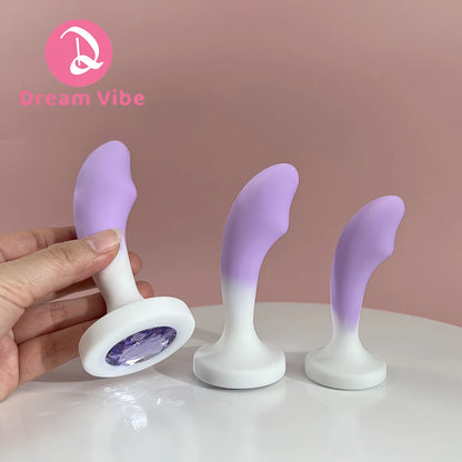 Opal Anal Trainer Kit Shiny Bottom Gem Anal Plug Set Purple and White Prostate Massager Woman Man Need Sex Toy Backdoor Dildo