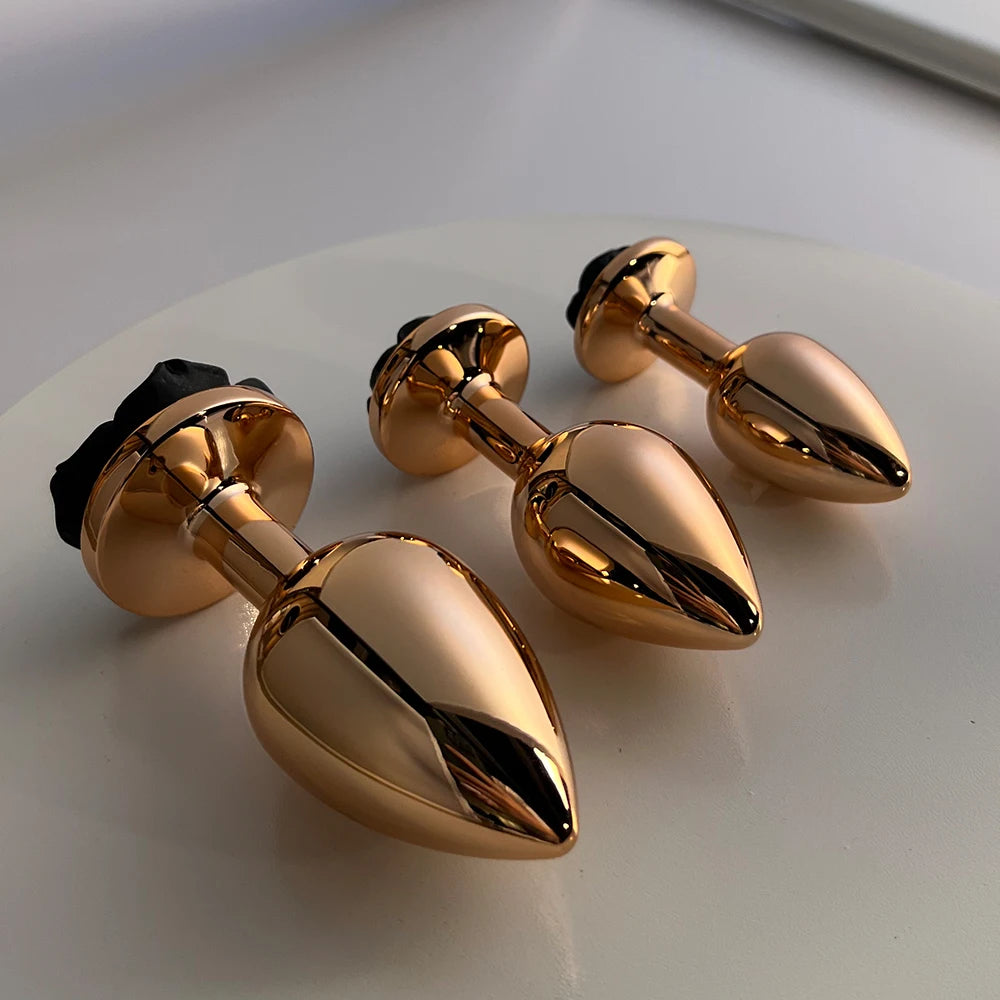 Dream Vibe – Collection Luxe de Plugs Anaux : Plug Anal Black Rose, Plug Anal Rose Gold et Kit d’Entraînement Anal. Sextoys pour Femmes et Hommes, Idée Cadeau.