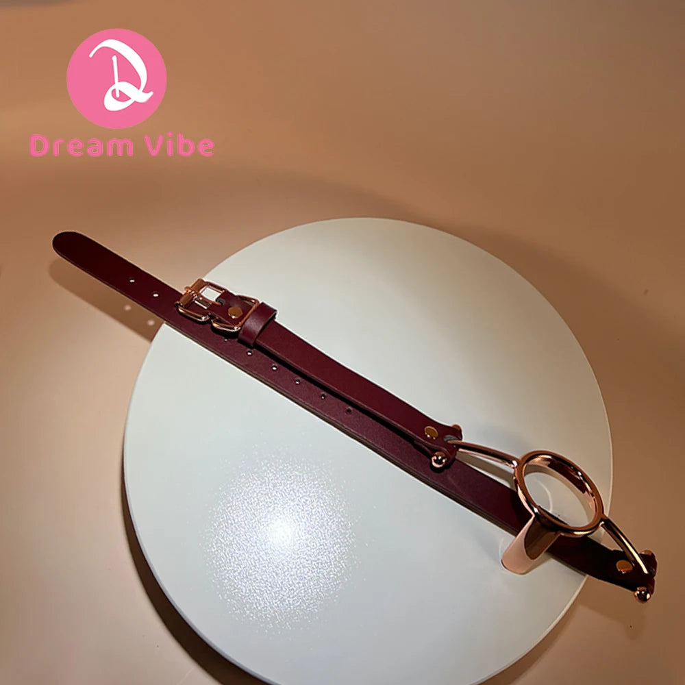 Metal O-Ring Gag by Dream Vibe Adjustable Buckle Red PU Leather Open Mouth Bondage Play Oral Sex Toy for Couple Pleasur Fetish