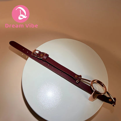 Metal O-Ring Gag by Dream Vibe Adjustable Buckle Red PU Leather Open Mouth Bondage Play Oral Sex Toy for Couple Pleasur Fetish