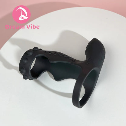 Titan Dual Motors Vibrating Penis Rings Strectchy Silicone Sleeves Cock Cage Couple Toy Men's Sex Toy Massager Delay Ejaculation