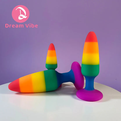 Silicone Anal Plug Trainer Butt Plug Rainbow  S M L Backdoor Prostate Massager Dildo Expander Sex Toy Woman Men Penetration