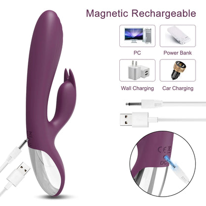 Powerful G Spot Rabbit Vibrator for Women Nipple Clitoris Stimulator Massager Dual Motors Dildo Adult Goods Sex Toys for Female