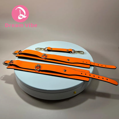 Glow-in-the-dark Handcuffs Ankle Cuffs Bright Orange Beginner's Bondage Play Compatible with Other Restraints Bound Vibe Fun