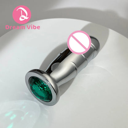 Metal Dildo Heavy Anal Plug Silver Bottom Gem Prostate Massager Men Sex Toy Anal Penetration Penis Stimulation 18+  Toy Buttplug