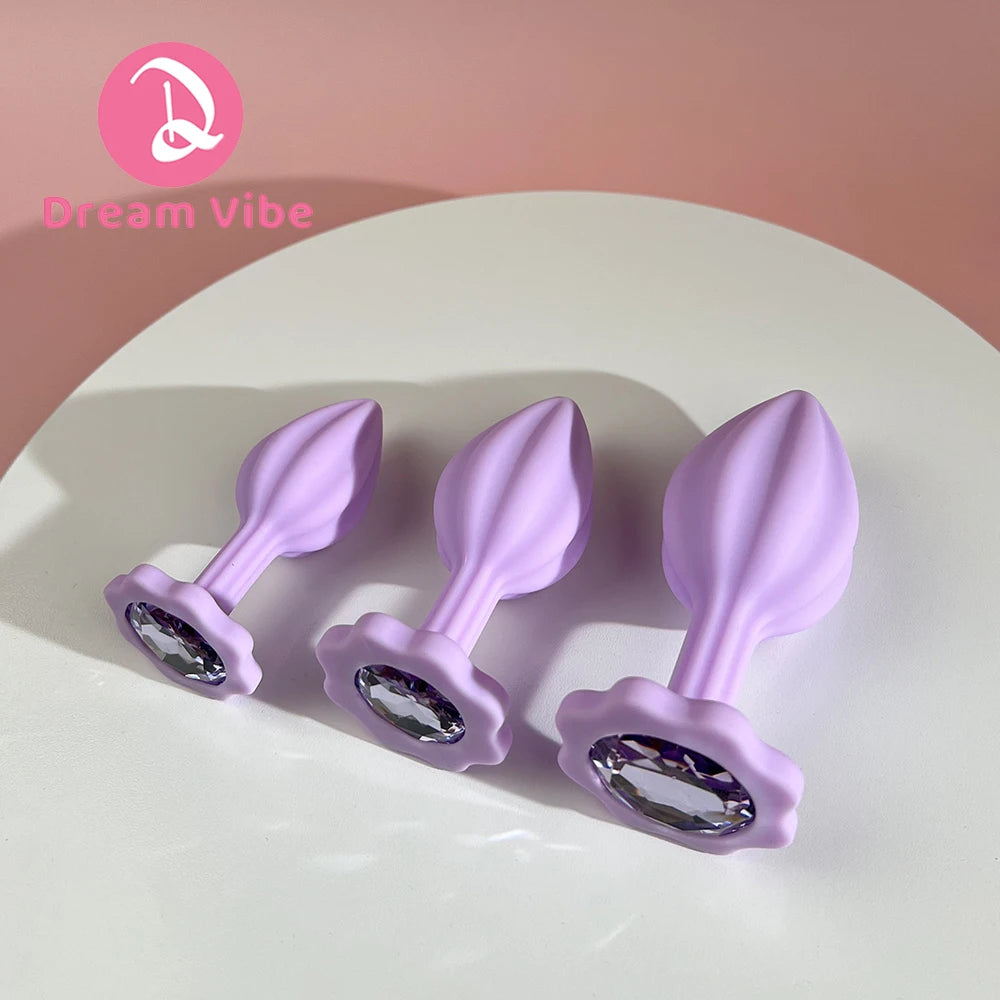 Quincunx Purple Silicone Anal Plug Shiny Gem New Sex Toy for Men Women Pleasure Butt Penetration Prostate Massager 18+ Adult