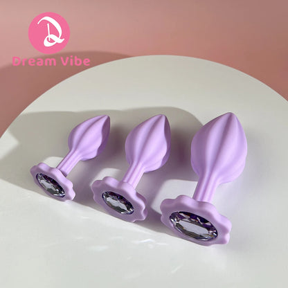 Quincunx Purple Silicone Anal Plug Shiny Gem New Sex Toy for Men Women Pleasure Butt Penetration Prostate Massager 18+ Adult