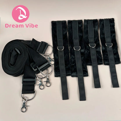Under Mattress Restraint Kit Under Bed HandCuffs and Ankle Cuffs  Adult Sex Play King Size Bed Straps Restraints Sex Toy BDSM