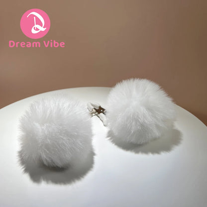 Adjustable Furry Nipple Clamp White Plush ball Unisex Adult Sex Toy Bondage Foreplay Fetish for Woman BDSM Breast Play Fun