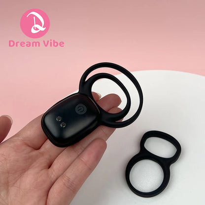 One Vibrator Two Rings Double Joy Vibrating Cock Ring 10 Modes Penis Ring Couple Sex Toy Clit Stimulation Ejaculation Delay