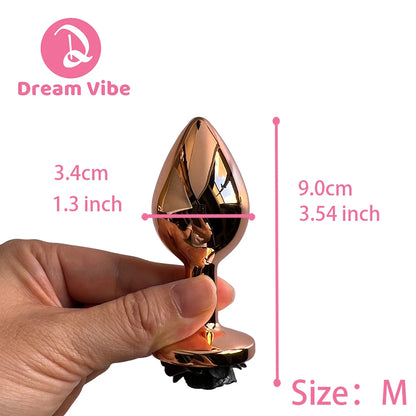 Dream Vibe – Collection Luxe de Plugs Anaux : Plug Anal Black Rose, Plug Anal Rose Gold et Kit d’Entraînement Anal. Sextoys pour Femmes et Hommes, Idée Cadeau.